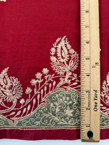 Lightweight Pure Tussar Silk Saree | Zardosi Pita Zari Work | Maroon | Hand Embroidery | Ships from California